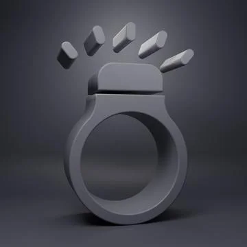 Grey Diamond ring icon isolated on grey background. Minimalism concept. 3D .. Stockillustratie