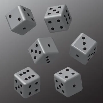 Grey Dice with Black Points Stock Illustration