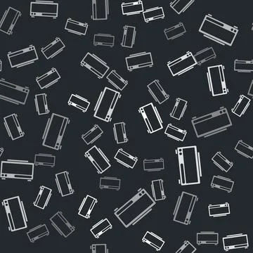 Grey Digital alarm clock icon isolated seamless pattern on black background 스톡 일러스트