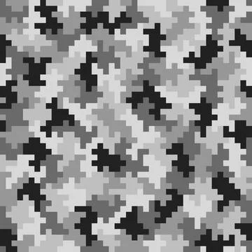 Grey digital camouflage pixel pattern vector illustration Stock Illustration