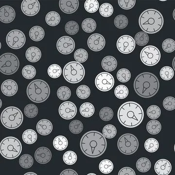 Grey Digital speed meter concept with 5G icon isolated seamless pattern on black Stock Illustration
