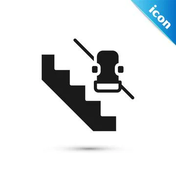Grey Disabled access elevator lift escalator icon isolated on white background Stock Illustration