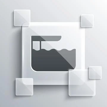 Grey Diving board or springboard icon isolated on grey background. Square g.. Illustrazione stock