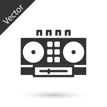 Grey DJ remote for playing and mixing music icon isolated on white background Ilustração Stock