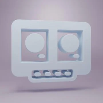 Grey DJ remote for playing and mixing music icon isolated on purple backgro.. Illustrazione stock