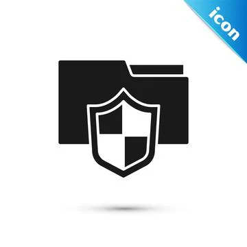Grey Document folder protection concept icon isolated on white background Illustrazione stock