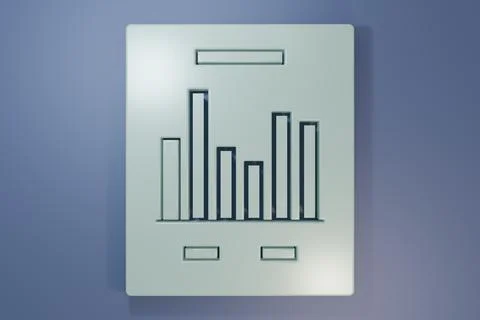 Grey Document with graph chart icon isolated on purple-blue background. Rep.. Stock Illustration