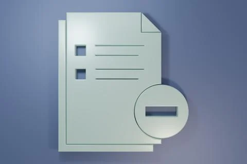 Grey Document with minus icon isolated on purple-blue background. Clear doc.. 写真素材