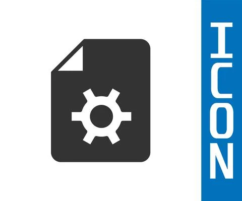 Grey Document settings with gears icon isolated on white background. Software Stock Illustration