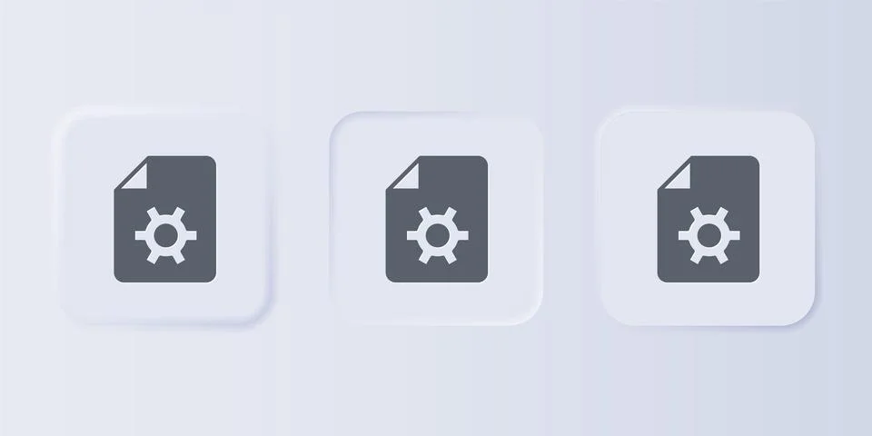 Grey Document settings with gears icon isolated on grey background. Softwar.. イラスト素材
