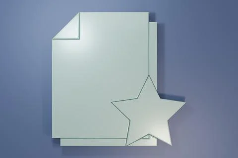 Grey Document with star icon isolated on purple-blue background. Document b.. 写真素材