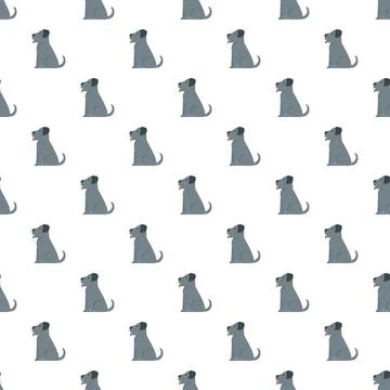 Grey dog sitting repeating seamless pattern background Stock Illustration