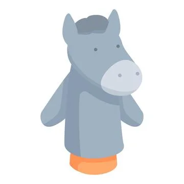 Grey donkey puppet doll icon cartoon vector. Game stage animal Stock Illustration
