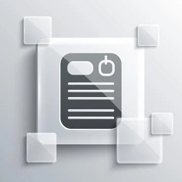 Grey Dossier folder icon isolated on grey background. Square glass panels イラスト素材