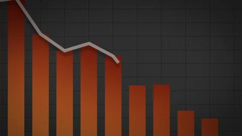 Grey Down-trending line with orange bars - loop 動画素材 101667925