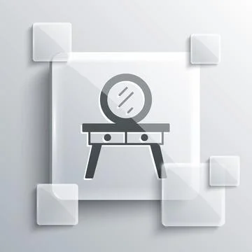 Grey Dressing table icon isolated on grey background. Square glass panels. .. Stock Illustration