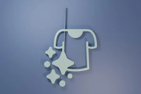 Grey Drying clothes icon isolated on purple-blue background. Clean shirt. W.. Stock Illustration