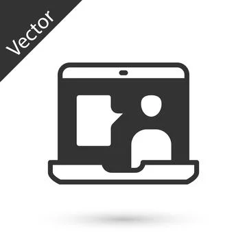 Grey E-learning of different foreign languages icon isolated on white background 스톡 일러스트