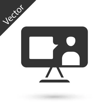 Grey E-learning of different foreign languages icon isolated on white background Illustrazione stock