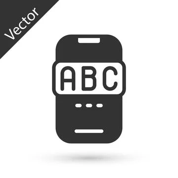 Grey E-learning of different foreign languages through the mobile application Stock Illustration