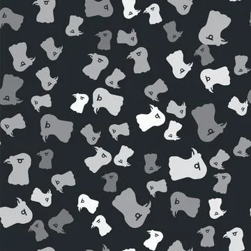 Grey Eagle head icon isolated seamless pattern on black background. Vector Illustrazione stock