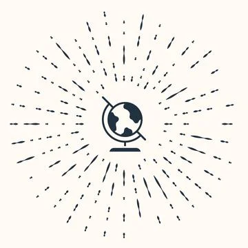 Grey Earth globe icon isolated on beige background. Abstract circle random .. Stock Illustration
