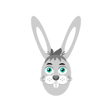 Grey Easter Bunny . Easter rabbit.Vector illustration in cartoon style 스톡 일러스트