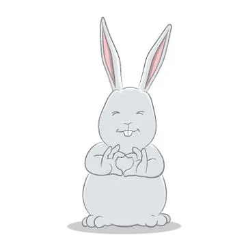 Grey Easter Bunny Making a Heart Vector Illustration Stockillustratie
