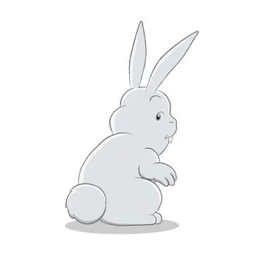 Grey Easter Bunny Standing and Looking Back Over Shoulder Vector Illustration Stock Illustration