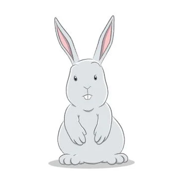 Grey Easter Bunny on a White Background Vector Illustration Stockillustratie