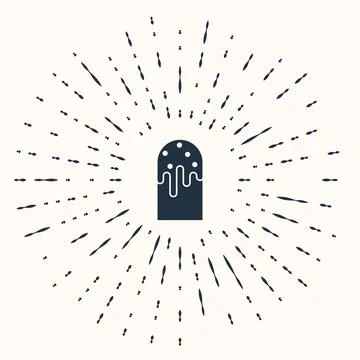 Grey Easter cake icon isolated on beige background. Happy Easter. Abstract ci Illustrazione stock