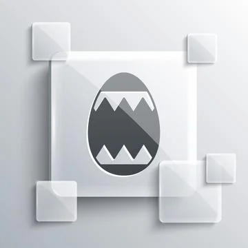 Grey Easter egg icon isolated on grey background. Happy Easter. Square glass 스톡 일러스트
