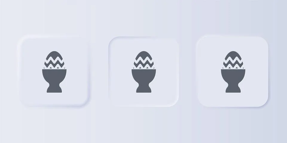 Grey Easter egg on a stand icon isolated on grey background. Happy Easter. .. 스톡 일러스트