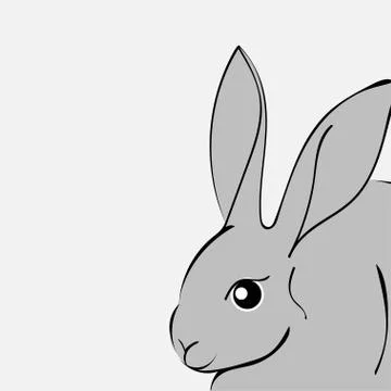 Grey easter rabbit white background Animal Stock Illustration