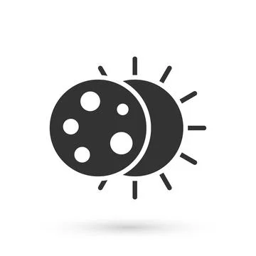 Grey Eclipse of the sun icon isolated on white background. Total sonar eclipse Ilustração Stock