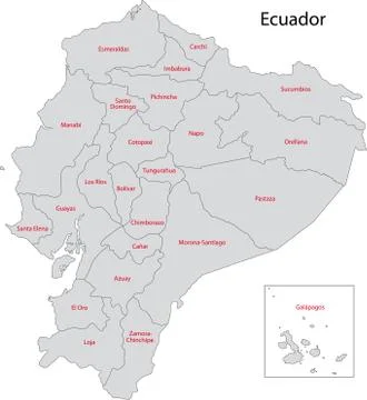 Grey ecuador map Stock Illustration