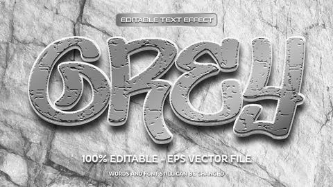 Grey editable text effect with natural stone background Stock Illustration