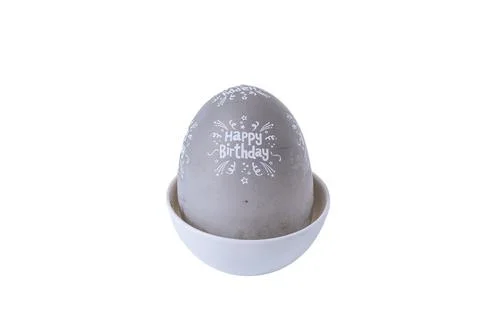 Grey egg shaped kitchen cooking timer isolated on a pure white background Stock Photos