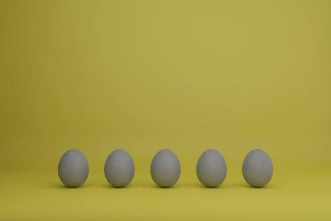 Grey eggs on a yellow background. Concept holiday illustration in trendy colors Stock Illustration