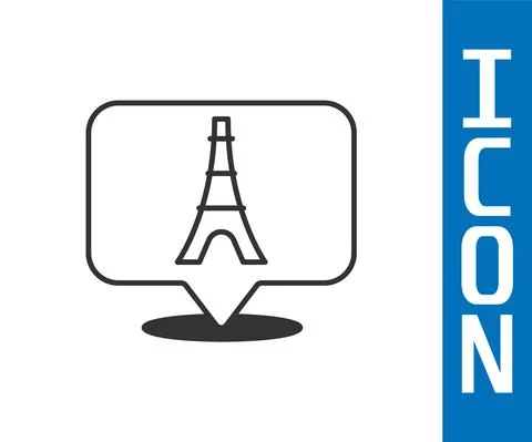 Grey Eiffel tower icon isolated on white background. France Paris landmark イラスト素材