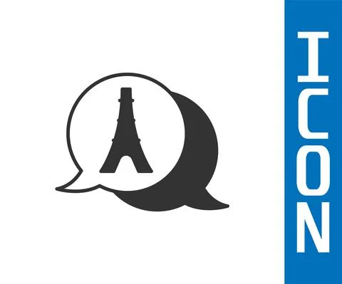 Grey Eiffel tower icon isolated on white background. France Paris landmark Stock Illustration
