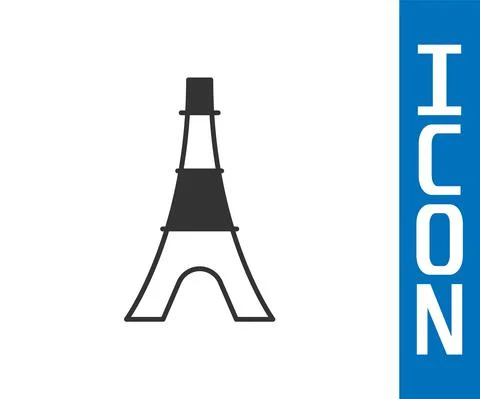 Grey Eiffel tower icon isolated on white background. France Paris landmark 스톡 일러스트