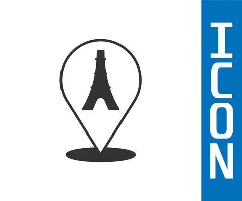 Grey Eiffel tower icon isolated on white background. France Paris landmark 스톡 일러스트