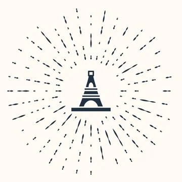 Grey Eiffel tower icon isolated on beige background. France Paris landmark イラスト素材
