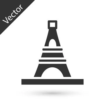 Grey Eiffel tower icon isolated on white background. France Paris landmark Stock Illustration
