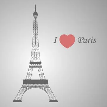 Grey Eiffel tower Stock Illustration