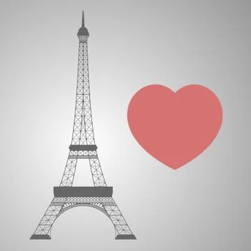 Grey Eiffel tower Stock Illustration