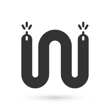 Grey Electric cable icon isolated on white background. Electrical wire. Vector Stock Illustration
