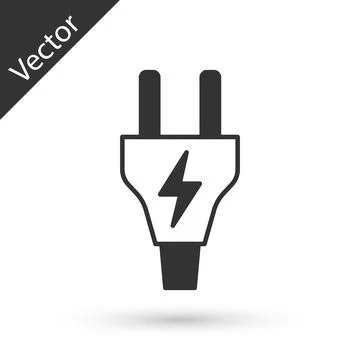 Grey Electric plug icon isolated on white background. Concept of connection and Stockillustratie