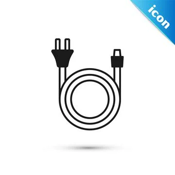Grey Electric plug icon isolated on white background. Concept of connection and Illustrazione stock